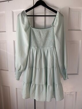 Blu Pepper Mint Green Smocked Babydoll Dress